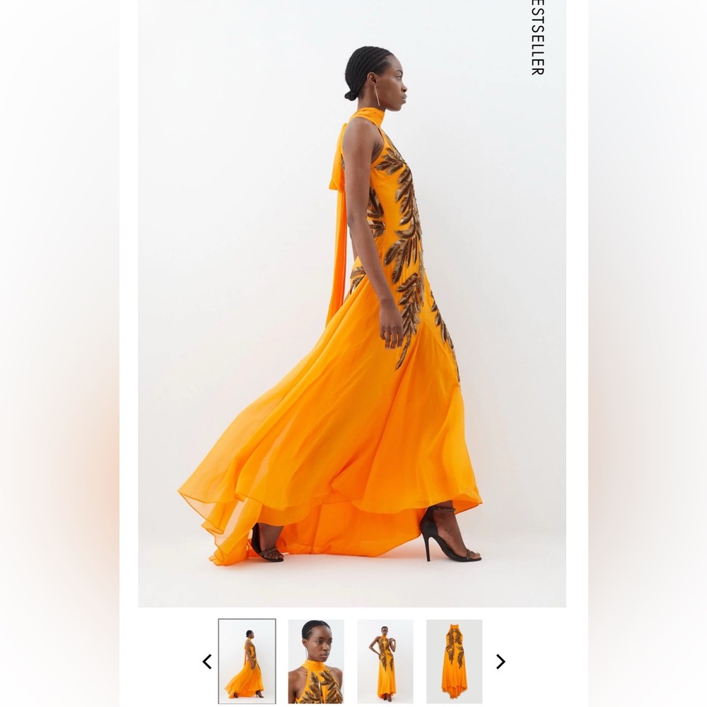 Karen Millen orange halter neck maxi dress